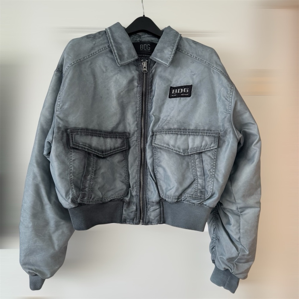 BDG Sydney Nylon Bomber Jacket, Blue, Size Small - Picture 5 of 7